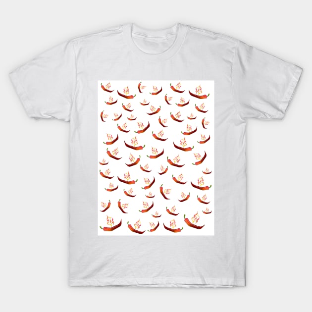 SPICY Food Hot Red Flamin Peppers T-Shirt by SartorisArt1